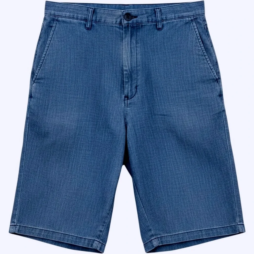Old Navy Mens Blue Preppy Textured Stretch Cotton Chino Shorts Flat Front 38